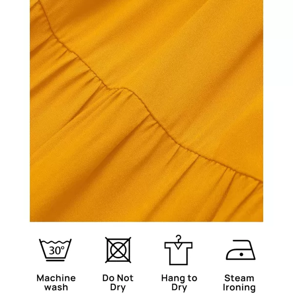 imageZESICA Womens 2023 Summer Boho Off Shoulder Short Sleeve Smocked Ruffle Swing High Low Mermaid Cocktail Party DressYellow