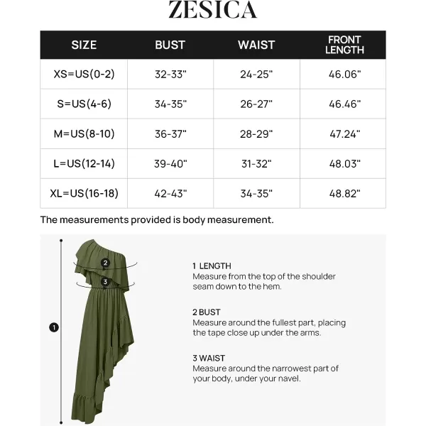 imageZESICA Womens 2023 Summer Boho One Shoulder Sleeveless Ruffle Asymmetrical High Low Flowy Prom Gown Wedding Long DressArmygreen