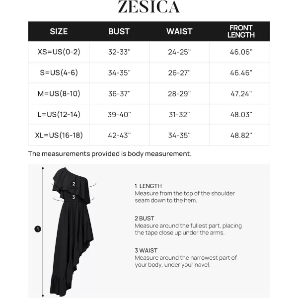 imageZESICA Womens 2023 Summer Boho One Shoulder Sleeveless Ruffle Asymmetrical High Low Flowy Prom Gown Wedding Long DressBlack