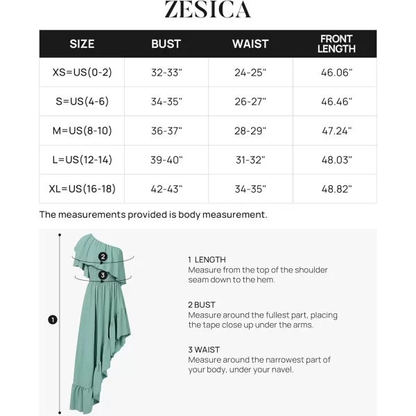 imageZESICA Womens 2023 Summer Boho One Shoulder Sleeveless Ruffle Asymmetrical High Low Flowy Prom Gown Wedding Long DressSage