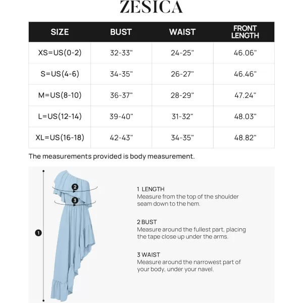 imageZESICA Womens 2023 Summer Boho One Shoulder Sleeveless Ruffle Asymmetrical High Low Flowy Prom Gown Wedding Long DressSkyblue