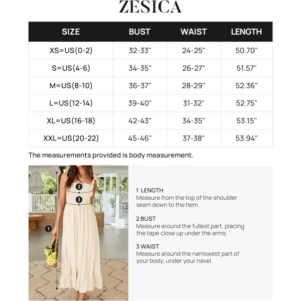 imageZESICA Womens 2023 Summer Boho Spaghetti Strap Square Neck Solid Color Ruffle A Line Beach Long Maxi DressApricot