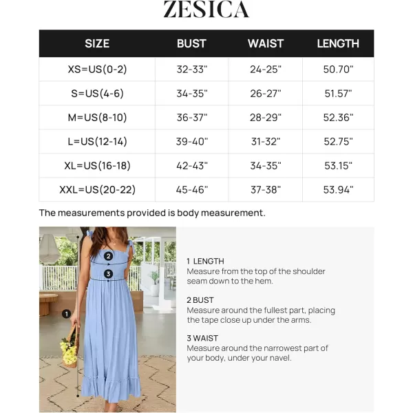 imageZESICA Womens 2023 Summer Boho Spaghetti Strap Square Neck Solid Color Ruffle A Line Beach Long Maxi DressBlue