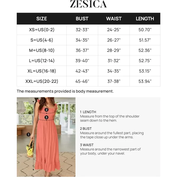 imageZESICA Womens 2023 Summer Boho Spaghetti Strap Square Neck Solid Color Ruffle A Line Beach Long Maxi DressGrapefruit