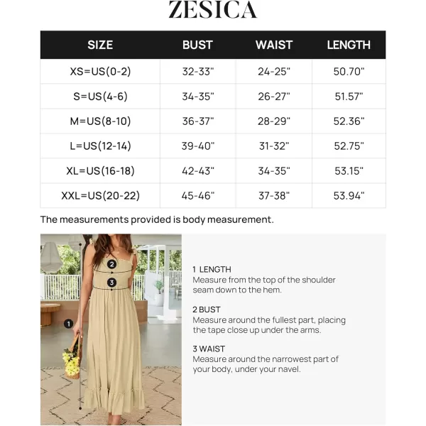 imageZESICA Womens 2023 Summer Boho Spaghetti Strap Square Neck Solid Color Ruffle A Line Beach Long Maxi DressLightyellow