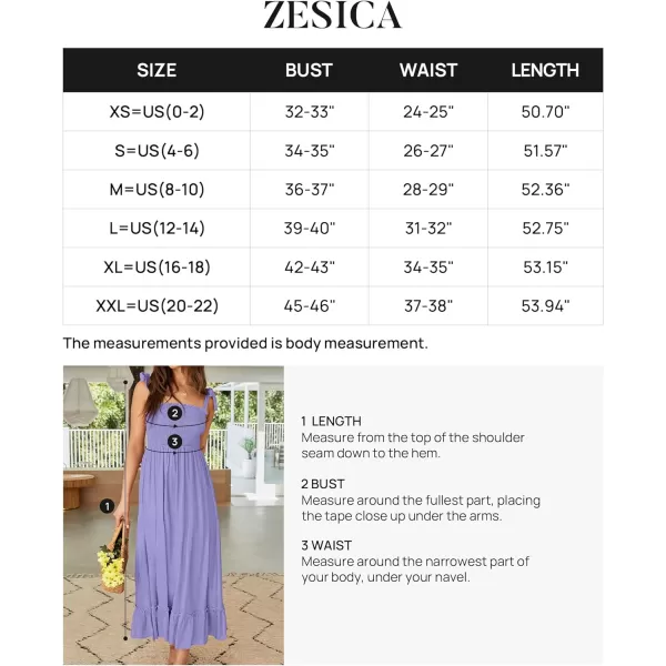 imageZESICA Womens 2023 Summer Boho Spaghetti Strap Square Neck Solid Color Ruffle A Line Beach Long Maxi DressPurple
