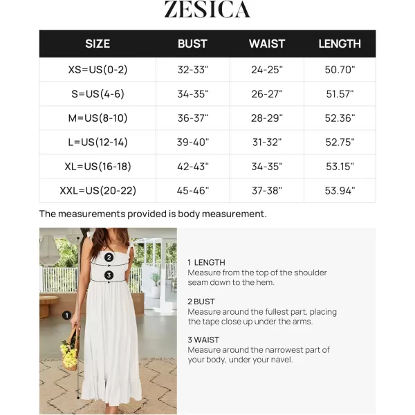 imageZESICA Womens 2023 Summer Boho Spaghetti Strap Square Neck Solid Color Ruffle A Line Beach Long Maxi DressWhite