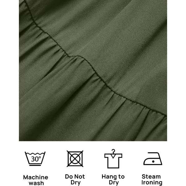 imageZESICA Womens 2023 Summer Casual Flutter Short Sleeve Crew Neck Smocked Elastic Waist Tiered Midi DressArmygreen