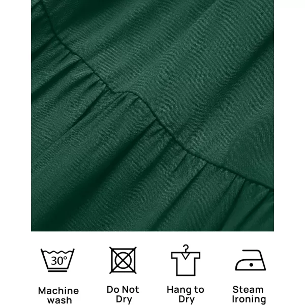 imageZESICA Womens 2023 Summer Casual Flutter Short Sleeve Crew Neck Smocked Elastic Waist Tiered Midi DressDarkgreen