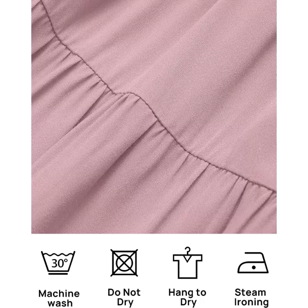 imageZESICA Womens 2023 Summer Casual Flutter Short Sleeve Crew Neck Smocked Elastic Waist Tiered Midi DressDarkpink