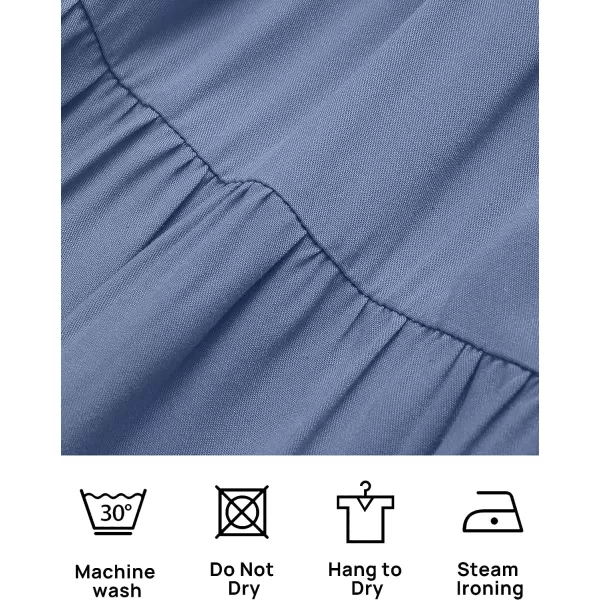 imageZESICA Womens 2023 Summer Casual Flutter Short Sleeve Crew Neck Smocked Elastic Waist Tiered Midi DressDustyblue