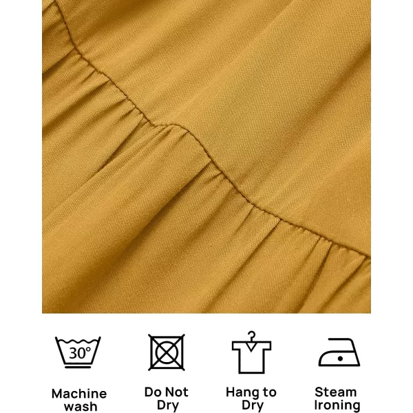imageZESICA Womens 2023 Summer Casual Flutter Short Sleeve Crew Neck Smocked Elastic Waist Tiered Midi DressGinger
