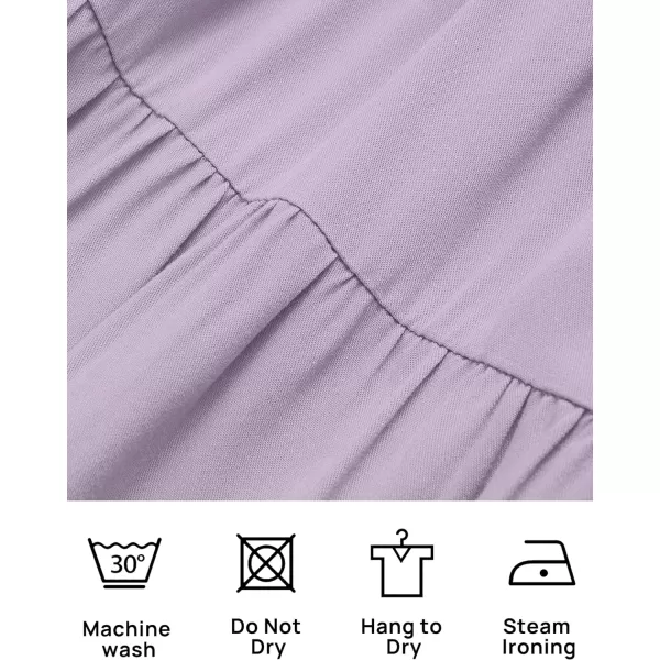 imageZESICA Womens 2023 Summer Casual Flutter Short Sleeve Crew Neck Smocked Elastic Waist Tiered Midi DressLightpurple