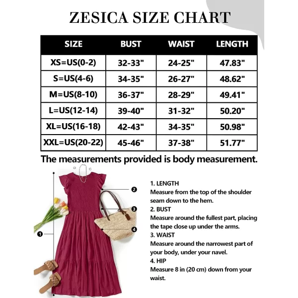 imageZESICA Womens 2023 Summer Casual Flutter Short Sleeve Crew Neck Smocked Elastic Waist Tiered Midi DressPlum