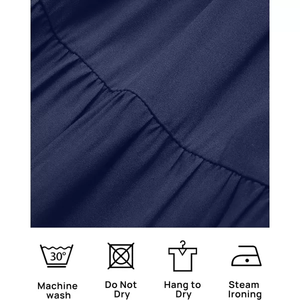 imageZESICA Womens 2023 Summer Casual Flutter Short Sleeve Crew Neck Smocked Elastic Waist Tiered Midi DressRoyalblue