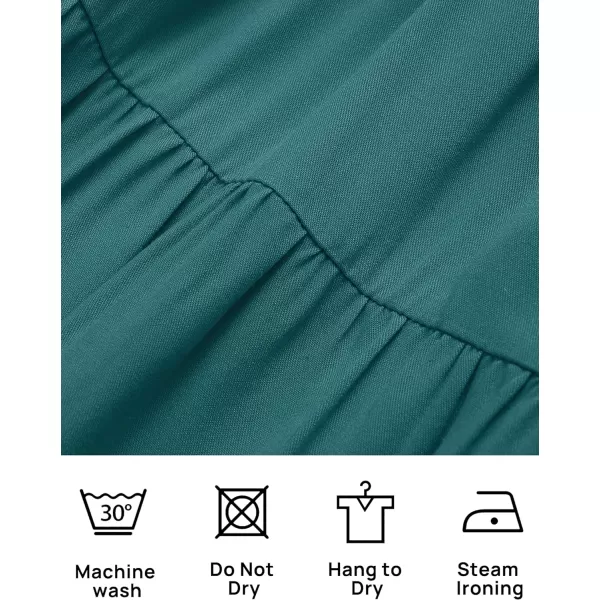 imageZESICA Womens 2023 Summer Casual Flutter Short Sleeve Crew Neck Smocked Elastic Waist Tiered Midi DressTealgreen