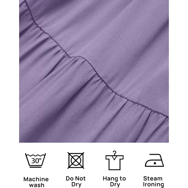 imageZESICA Womens 2023 Summer Casual Flutter Short Sleeve Crew Neck Smocked Elastic Waist Tiered Midi DressViolet
