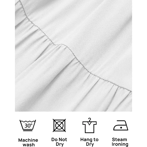 imageZESICA Womens 2023 Summer Casual Flutter Short Sleeve Crew Neck Smocked Elastic Waist Tiered Midi DressWhite