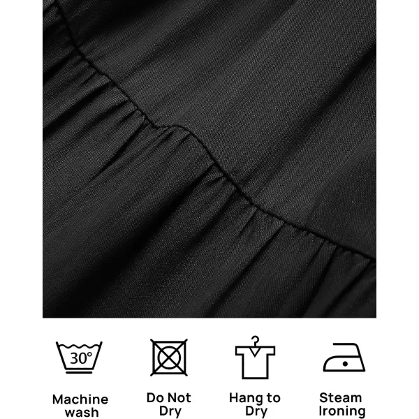 imageZESICA Womens 2023 Summer Casual Sleeveless Crew Neck Smocked High Waist Flowy Tiered A Line Midi DressBlack
