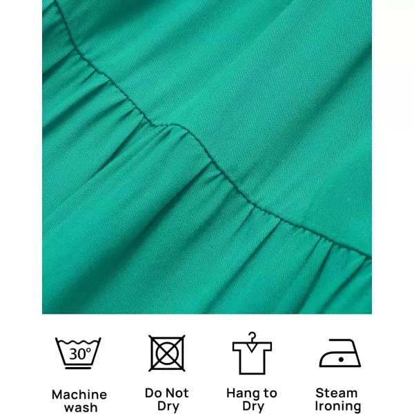 imageZESICA Womens 2023 Summer Casual Sleeveless Crew Neck Smocked High Waist Flowy Tiered A Line Midi DressCutoutgreen