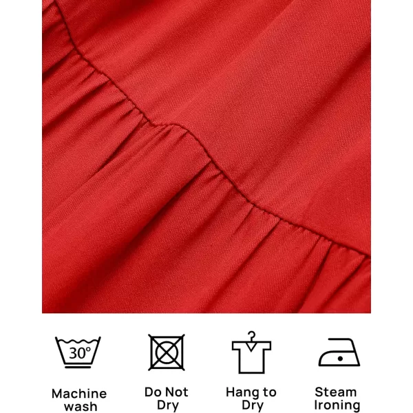 imageZESICA Womens 2023 Summer Casual Sleeveless Crew Neck Smocked High Waist Flowy Tiered A Line Midi DressCutoutred