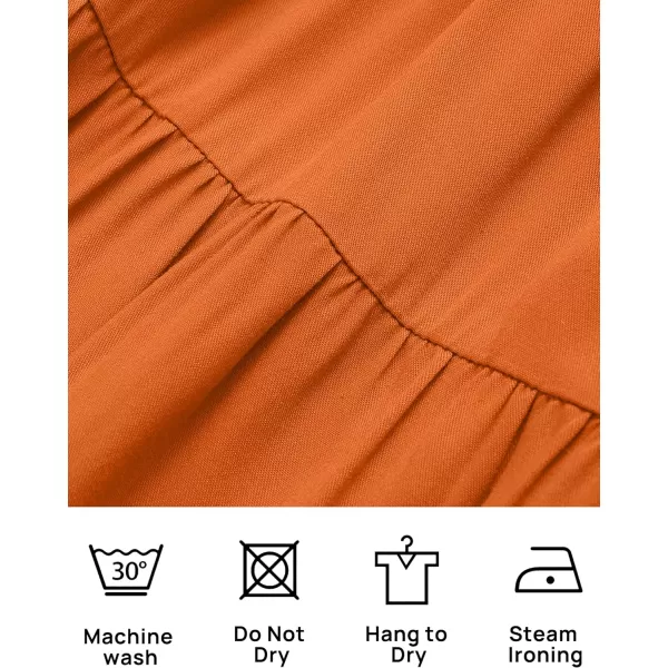 imageZESICA Womens 2023 Summer Casual Sleeveless Crew Neck Smocked High Waist Flowy Tiered A Line Midi DressOrange