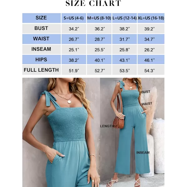 imageZESICA Womens 2023 Summer Casual Spaghetti Strap Smocked High Waist Wide Leg Jumpsuit RomperSage