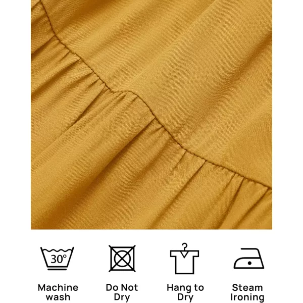 imageZESICA Womens 2023 Summer Casual V Neck Flutter Sleeve Bohemian Ruffle Smocked A Line Swing Mini DressGinger