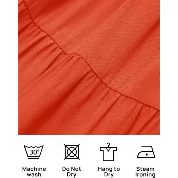 imageZESICA Womens 2023 Summer Casual V Neck Flutter Sleeve Bohemian Ruffle Smocked A Line Swing Mini DressOrange