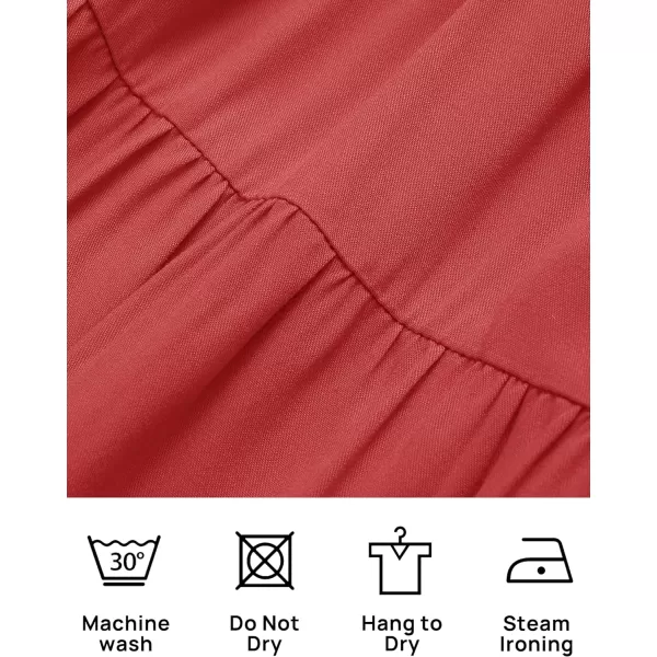 imageZESICA Womens 2023 Summer Casual V Neck Flutter Sleeve Bohemian Ruffle Smocked A Line Swing Mini DressWatermelon