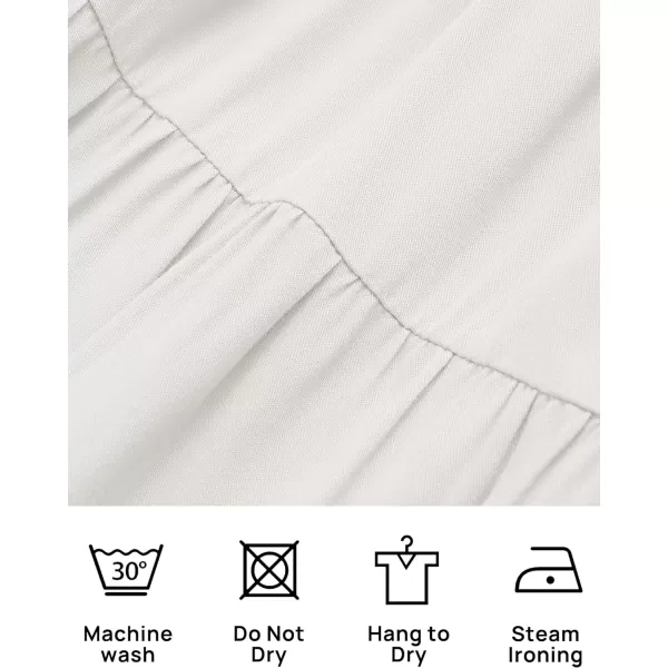 imageZESICA Womens 2023 Summer Casual V Neck Flutter Sleeve Bohemian Ruffle Smocked A Line Swing Mini DressWhite