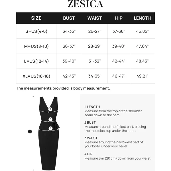 imageZESICA Womens 2023 Summer Knitted Bodycon Midi Dress Elegant Wrap V Neck Sleeveless Tie Waist Sweater DressesBlack