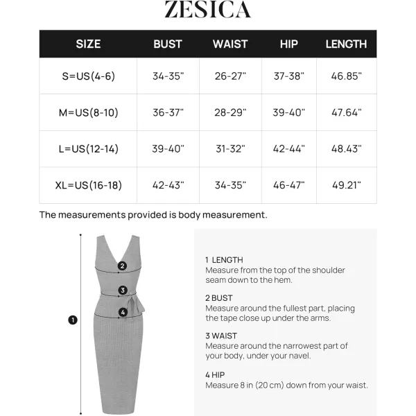 imageZESICA Womens 2023 Summer Knitted Bodycon Midi Dress Elegant Wrap V Neck Sleeveless Tie Waist Sweater DressesGrey