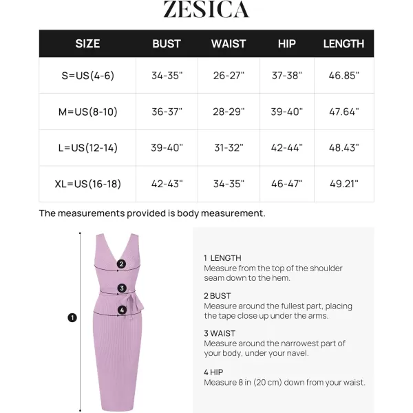imageZESICA Womens 2023 Summer Knitted Bodycon Midi Dress Elegant Wrap V Neck Sleeveless Tie Waist Sweater DressesPurple