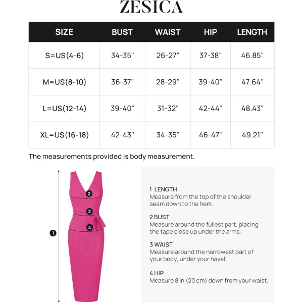 imageZESICA Womens 2023 Summer Knitted Bodycon Midi Dress Elegant Wrap V Neck Sleeveless Tie Waist Sweater DressesRose