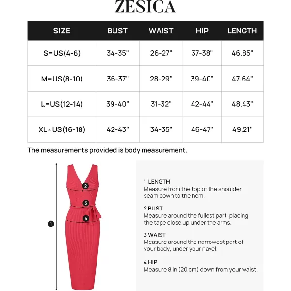 imageZESICA Womens 2023 Summer Knitted Bodycon Midi Dress Elegant Wrap V Neck Sleeveless Tie Waist Sweater DressesWatermelon