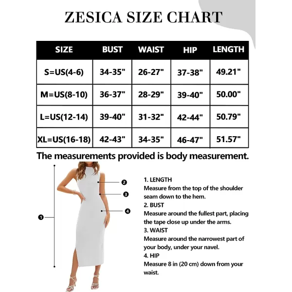imageZESICA Womens 2023 Summer Knitted Sweater Dress Sleeveless Mock Neck Ribbed Side Slit Bodycon Tank Midi DressesWhite
