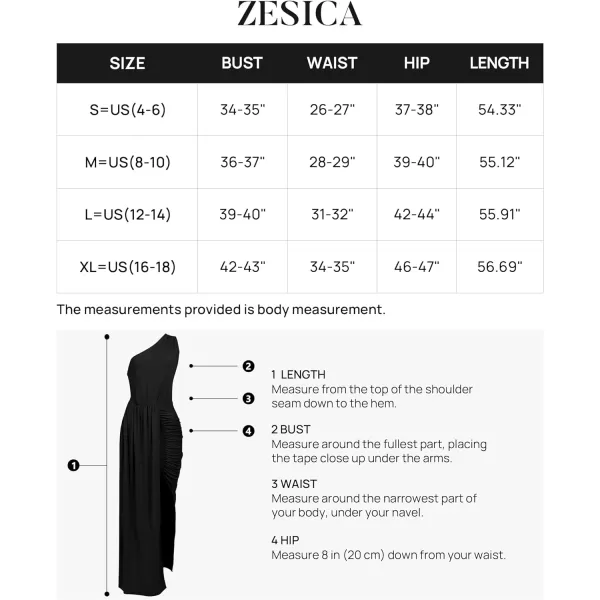 imageZESICA Womens 2023 Summer One Shoulder Long Dress Sleeveless Wrap Ruched High Split Cocktail Wedding Party Maxi DressesBlack
