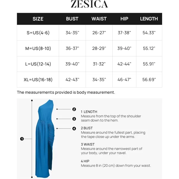 imageZESICA Womens 2023 Summer One Shoulder Long Dress Sleeveless Wrap Ruched High Split Cocktail Wedding Party Maxi DressesCobalt