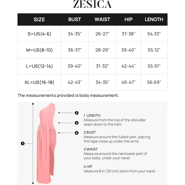 imageZESICA Womens 2023 Summer One Shoulder Long Dress Sleeveless Wrap Ruched High Split Cocktail Wedding Party Maxi DressesHotpink