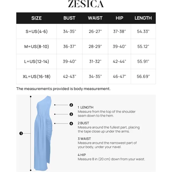 imageZESICA Womens 2023 Summer One Shoulder Long Dress Sleeveless Wrap Ruched High Split Cocktail Wedding Party Maxi DressesLightblue