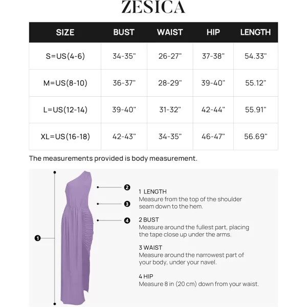 imageZESICA Womens 2023 Summer One Shoulder Long Dress Sleeveless Wrap Ruched High Split Cocktail Wedding Party Maxi DressesPurple