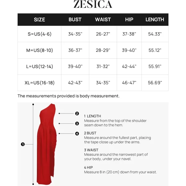 imageZESICA Womens 2023 Summer One Shoulder Long Dress Sleeveless Wrap Ruched High Split Cocktail Wedding Party Maxi DressesRed