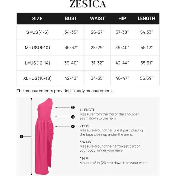 imageZESICA Womens 2023 Summer One Shoulder Long Dress Sleeveless Wrap Ruched High Split Cocktail Wedding Party Maxi DressesRose