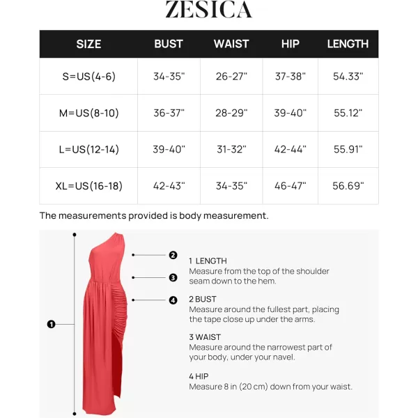 imageZESICA Womens 2023 Summer One Shoulder Long Dress Sleeveless Wrap Ruched High Split Cocktail Wedding Party Maxi DressesWatermelon