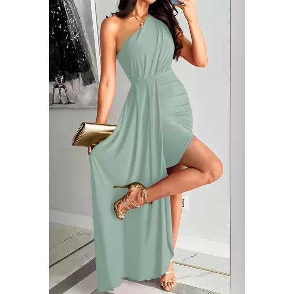 imageZESICA Womens 2023 Summer One Shoulder Long Dress Sleeveless Wrap Ruched High Split Cocktail Wedding Party Maxi DressesZESICA Womens 2023 Summer One Shoulder Long Dress Sleeveless Wrap Ruched High Split Cocktail Wedding Party Maxi Dresses