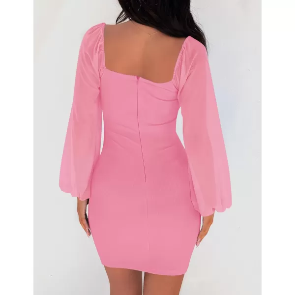 imageZESICA Womens 2023 Summer Puff Long Sleeve Square Neck Ruched Bodycon Cocktail Party Club Short Mini DressZESICA Womens 2023 Summer Puff Long Sleeve Square Neck Ruched Bodycon Cocktail Party Club Short Mini Dress