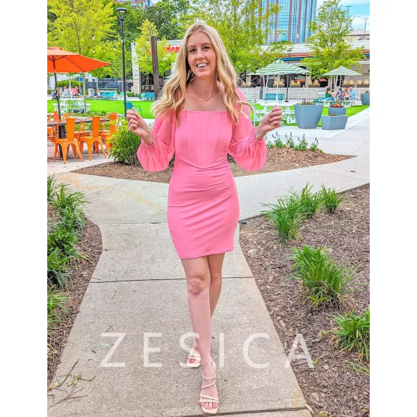 imageZESICA Womens 2023 Summer Puff Long Sleeve Square Neck Ruched Bodycon Cocktail Party Club Short Mini DressZESICA Womens 2023 Summer Puff Long Sleeve Square Neck Ruched Bodycon Cocktail Party Club Short Mini Dress