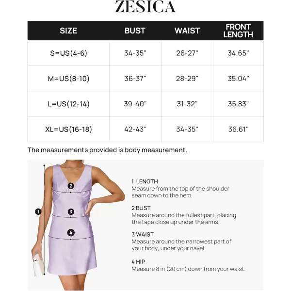 imageZESICA Womens 2023 Summer Satin V Neck Sleeveless Backless Tie Waist Silky Cocktail Club Party Mini DressPurple