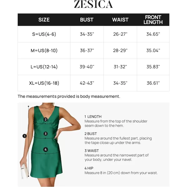 imageZESICA Womens 2023 Summer Satin V Neck Sleeveless Backless Tie Waist Silky Cocktail Club Party Mini DressViridity